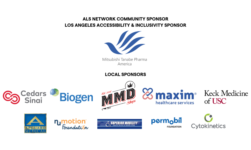 Mitsubishi Tanabe Pharma America, Cedars Sinai, Biogen, MMD, Maxim Healhcare Services, Keck Medicine of USC, Apguard Medical, Numotion, Superior Mobility, Permobil Foundation, Cytokinetics